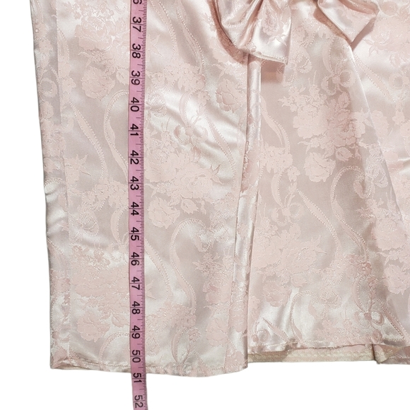 Vintage Scott McClintock Satin Lace Drop Waist Peplum Dress Sz 8 Pink Peach Bow - Picture 13 of 16